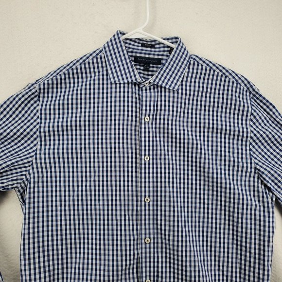 Tommy Hilfiger Shirt Men's L/S Casual Button Up Blue/White Check Lg 16.5 - 34/35 - Picture 6 of 12